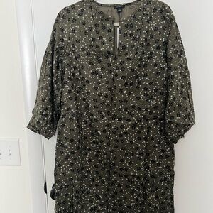 Linen Blend Floral Patterned Shift Dress - NWT